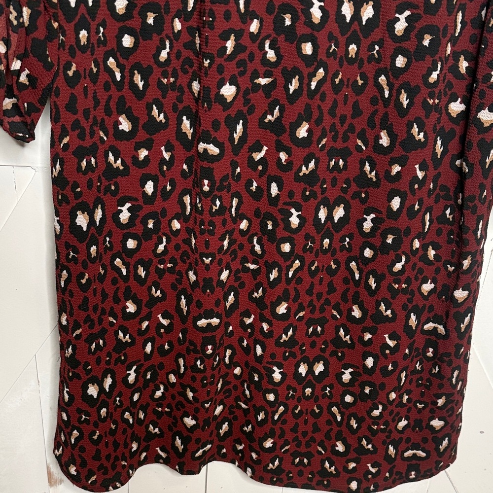 Entro Burgundy Black Leopard Print Dress - Picture 3 of 10